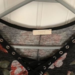 ODDY Bohemian Brown Floral Long Sleeve Tunic Top